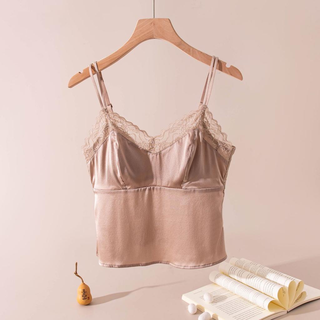Pure Lace Sling Vest with Fixed Cup Backless Cross Sling Vest
