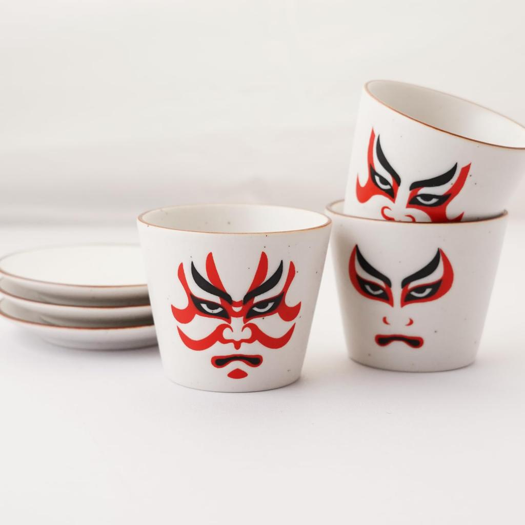 Mino Ware Set of 3 Cold Sake Cups with Small Plates Traditional Japanese Pattern Includes Sake Snack Cup and Gift Made In Japan Half-Cup - - Cup,