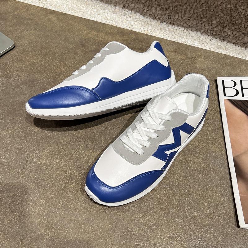 Fashion Women's Casual Sports Shoes Spring New Round Head Color Matching Before Lacing Soft Sole Non-slip Low Top Single Shoes