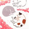 kenema tenugui Cherry Blossom Viewing Cat 34 x 90 cm Miyamoto-Towel Japanese-made hand-dyed (hand towel) - -