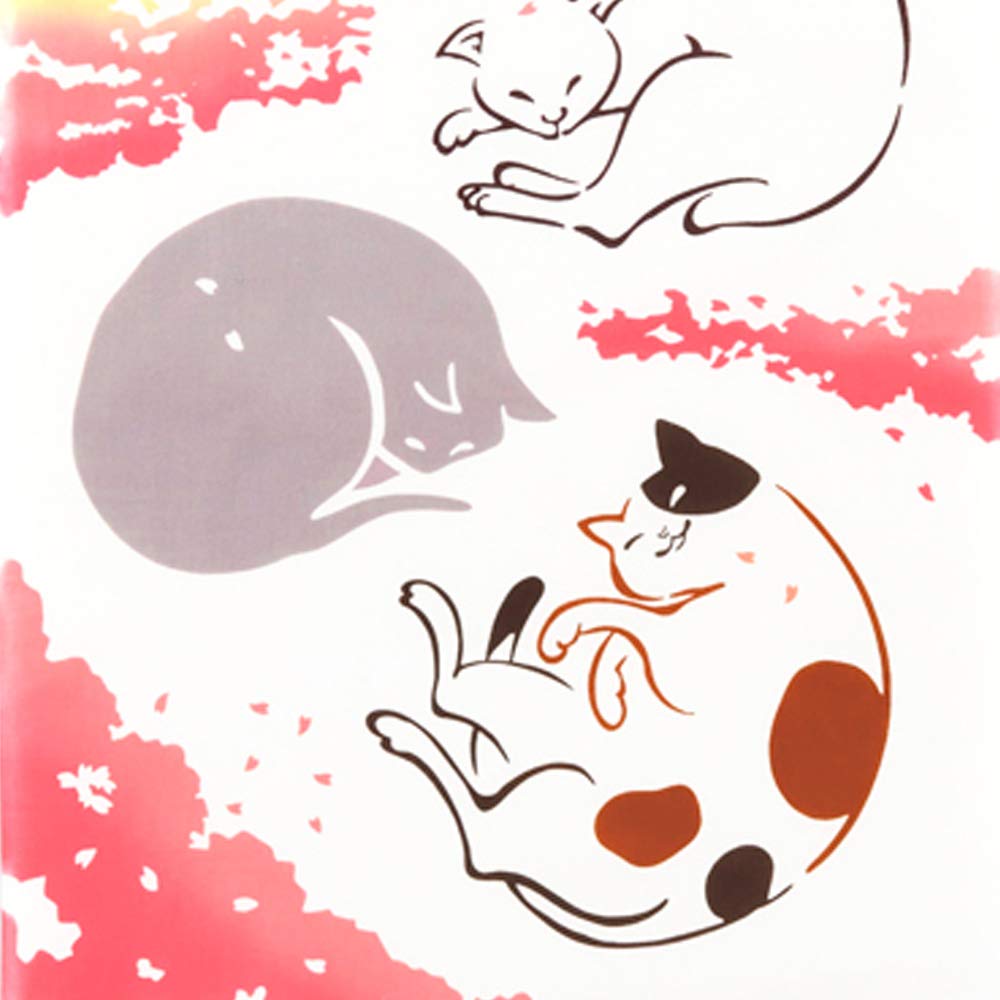 kenema tenugui Cherry Blossom Viewing Cat 34 x 90 cm Miyamoto-Towel Japanese-made hand-dyed (hand towel) - -