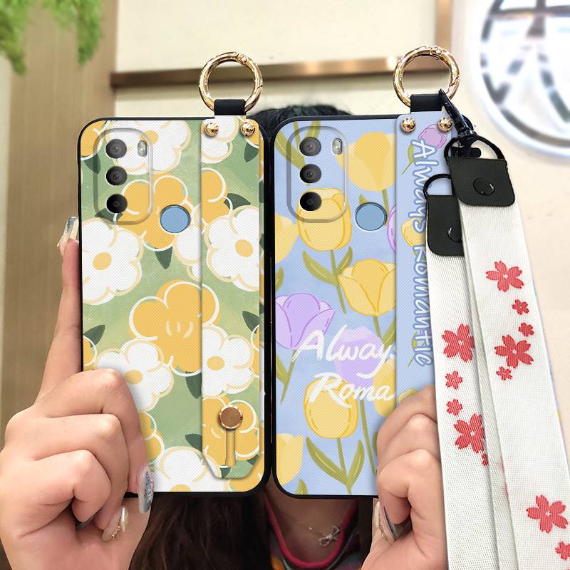 Waterproof Ring Phone Case For MOTO G31 With Fingerprint/XT2173-1 Dirt-resistant Wrist Strap Flower Lanyard Protective