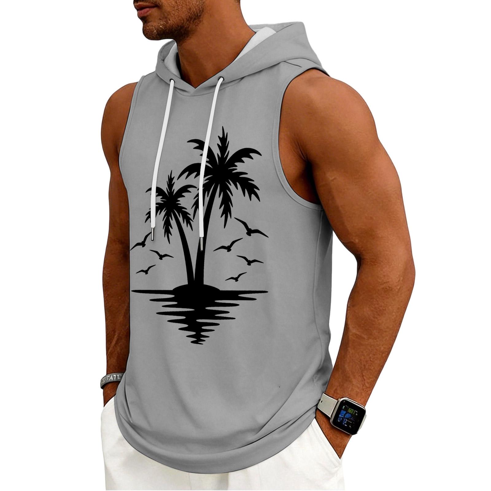 

Men s Tank Top Gym Sleeveless Hoodie Shirt Washed Sports Muscle Shirts Fitness Vest With Hood S