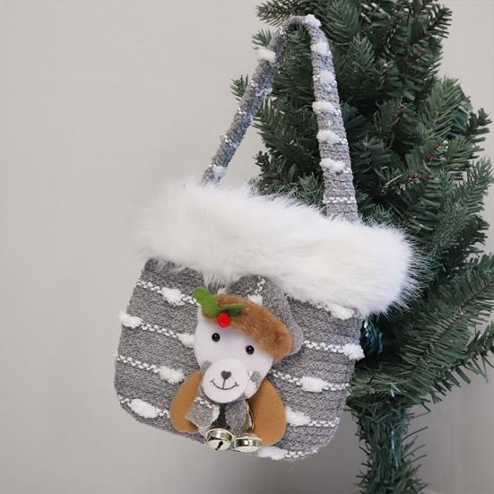 Plush Christmas Small Gift Bag 3D Snowman Santa Doll Fruit Candy Bag Christmas Eve New Year Tote Bag for Xmas Party Supplies