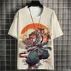 Japanese Samurai Cat Men Summer Fashion Short Sleeve 3d Printed Cartoon Clothing Anime