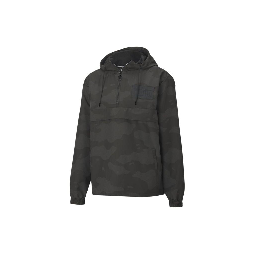 Puma Camouflage Pullover Hoodie Sweatshirt With Fitted Long Sleeves Men Tops Black 598023-01