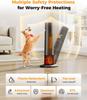 Portable 25' Tower Heater with 3D Flame, Remote, Adjustable Thermostat, 2 Heat Modes, Safety Features, 12H Timer, Quiet Operatio