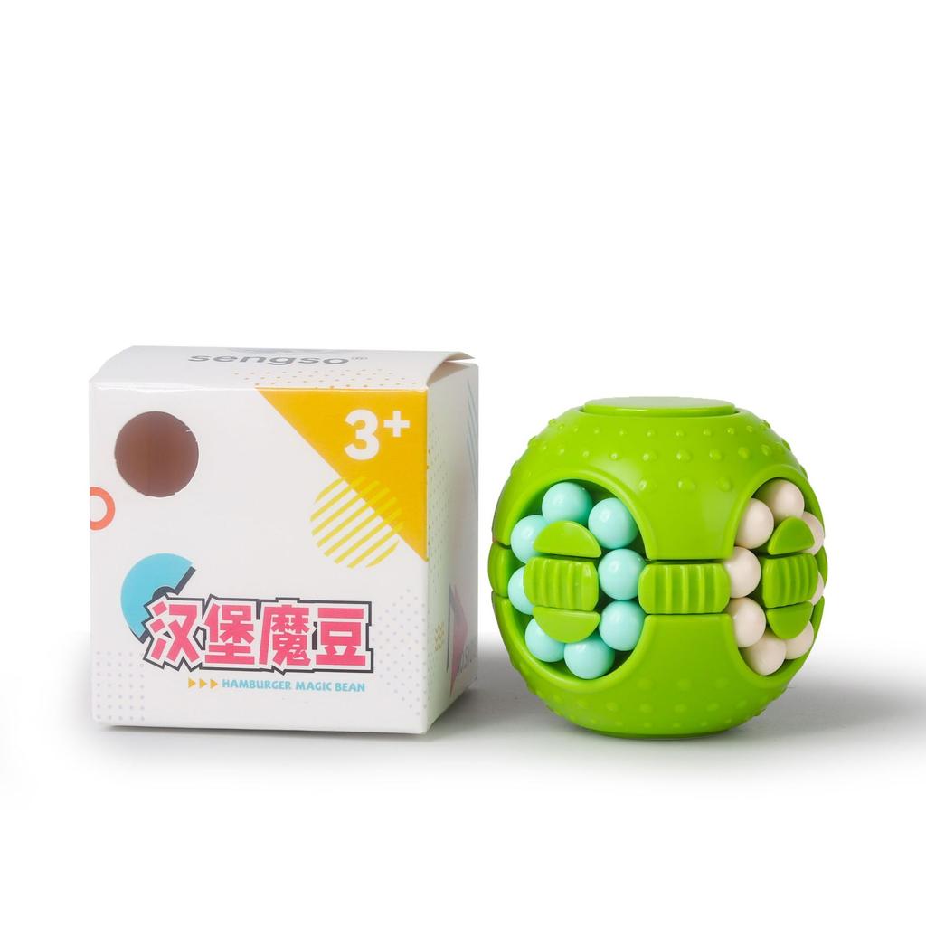 Sengso 3x3 Magische Bohne Einseitig und Zweiseitig Drehende Runde Kugel Magische Bohne Intelligenz Fingerspitzen Spielzeug Fidget Cube
