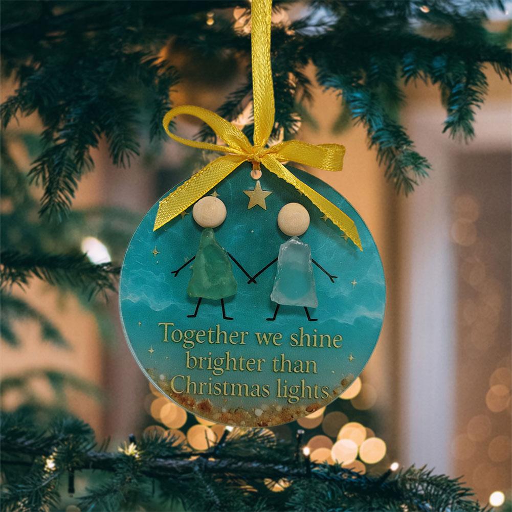 Glass Hanging Round Sign Time-less Friendships Keepsake For Christmas Tree Decoration