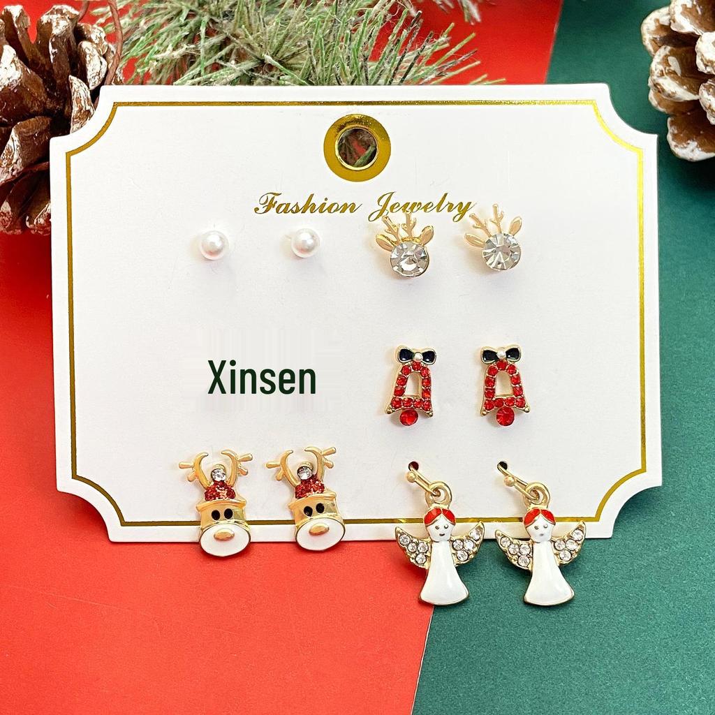 Christmas Series Stud Earrings - Tree, Gloves, Reindeer & Snowman Designs for Women