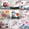 Japanese Style Shower Curtain With Hooks Waterproof Mildew Resistant Easy Install Washable For Home Apartment Hotel Bathroom