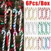 6pcs New Plastic Christmas Hanging Decoration Candy Cane 8 Colors Christmas Tree Ornament Electroplated Xmas Baubles