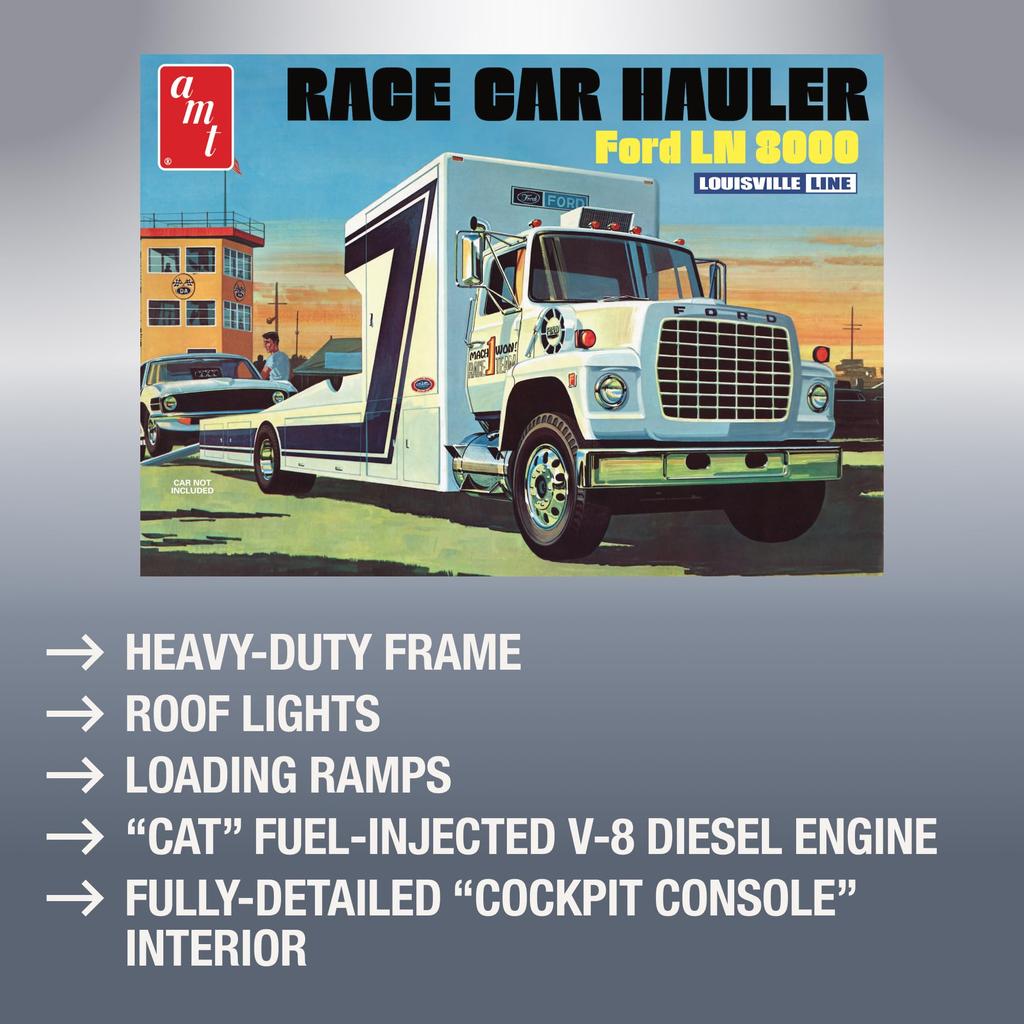 AMT Ford LN8000 Race Car Transporter Plastic Model AMT1316 1/25