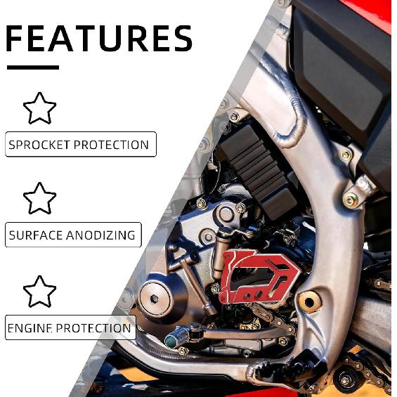 Front Sprocket Guard,CNC Engine Case Saver Cover Protector for Dirt Bike CRF250X 04-17/YZ125 05-25/YZ125X 17-25/CR250R 02-07/CRF450R 08