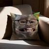 Funny Meme Monkey Cushion Cover Cute Monkey Emoji Throw Pillow Case For Living Room Sofa Prank Gift Home Decor Pillowcase 40X40
