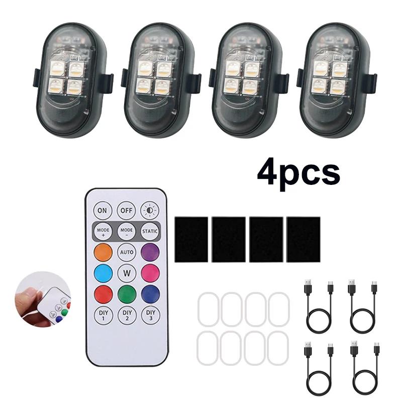 2/4/6pcs Wireless Remote Control LED Strobe Light for Car Motorcycle Drone Scooter Anti-collision Warning Lamp Flash Indicator
