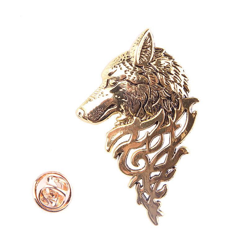 1Pc Vintage Wolf Knight Brooch Jewelry Unisex Collar Pin Buckle Collection