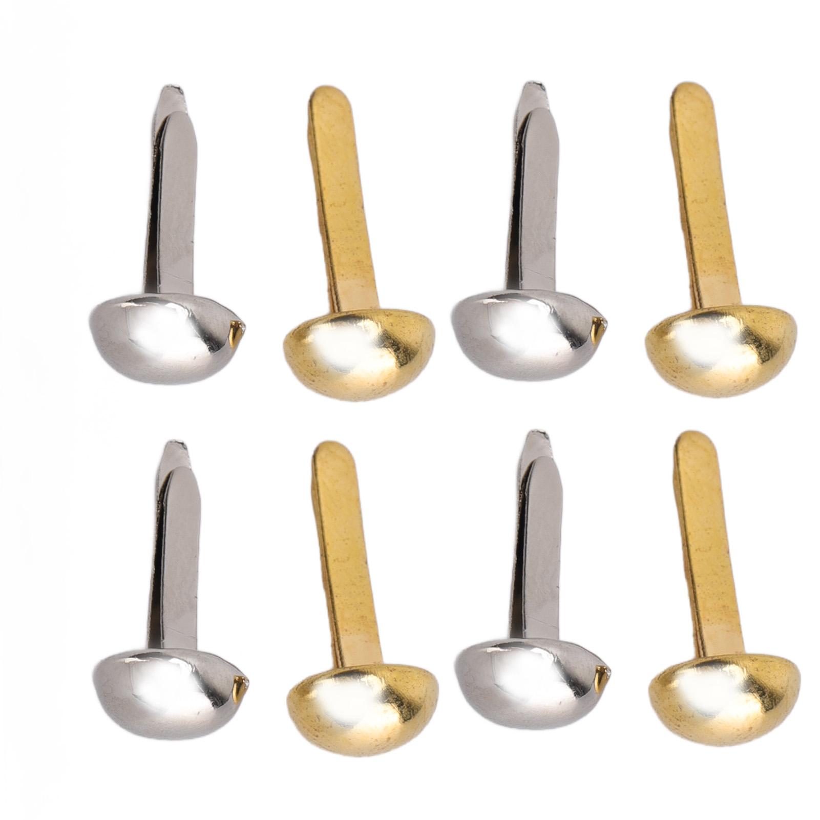 

40 шт. 6 мм Мини-брадсы Золото Серебро Гальваническое покрытие Круглые Латунные Металлические Скрепки-брадсы для бумаги для DIY