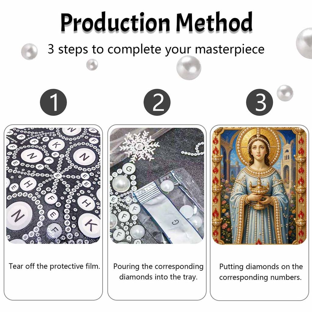 DIY 3D Pearl Diamond Painting Art Set Saint Virgin Mary Religious Home Decor Art Set Wall Art