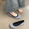 Weiche Sohle Einzelne Schuhe Herbst Neu Runde Spitze Wildleder Farbblock Slip-on Rutschfest Verschleißfest Flache Schuhe