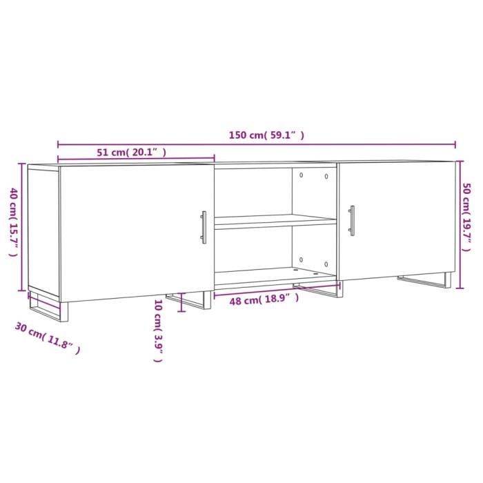 VidaXL Meuble TV chêne sonoma 150x30x50 cm bois d'ingénierie 829119