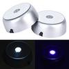 1Pc 4 Leds Luminous Base Light  Glass Display Colorful Round Stand Base