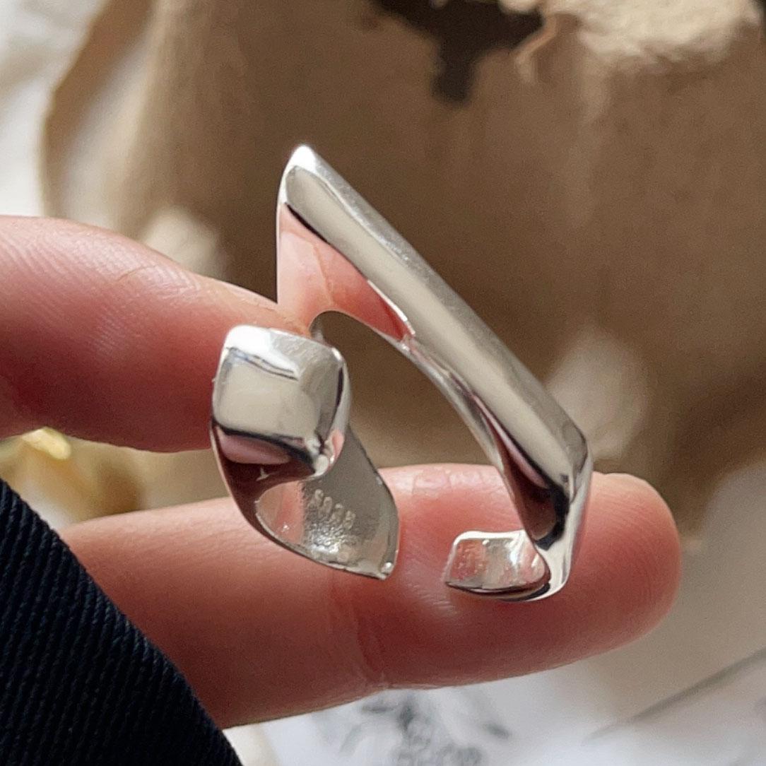 

925 Sterling Silver Rings For Women Geometric Fine Jewelry Finger Adjustable Geometric Gold Ring For Party Birthday Gift resizable