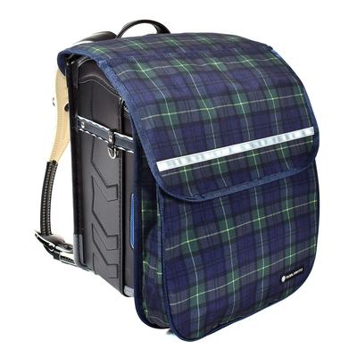 COLORFUL CANDY STYLE School Bag Cover, Water Repellent, Lightweight Type, with Reflective Material (reflector) and Storage Pocket, Tartan Check, Dark