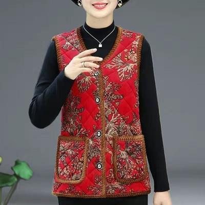 Gilet pour femmes d'âge moyen et âgées, gilet en coton pour grand-mère, gilet épais en velours, hiver, mère, chaud, gilet, veste d'extérieur