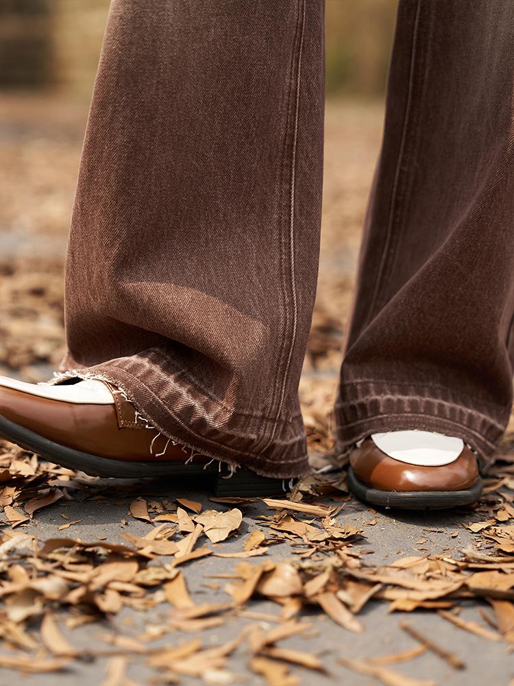 Mishow Damskie dżinsy 2023 jesień nowe 100% bawełna gradientowy wzór koreański styl dojazdy do pracy eleganckie spodnie z wysokim stanem na co dzień MXC44K0445