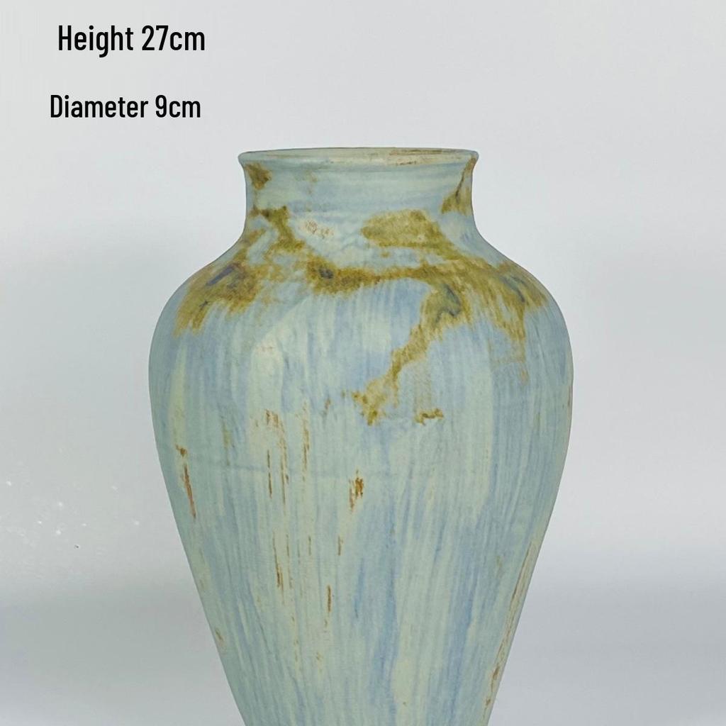 Celadon Cloud Glaze Ceramic Vase with Silk Daisy Flowers for Wedding Decorations