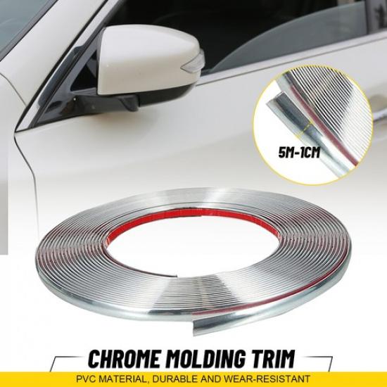 Universal Chrome Molding Trim Wide Automotive Trunk Body Side Bumper Strip 1cm V