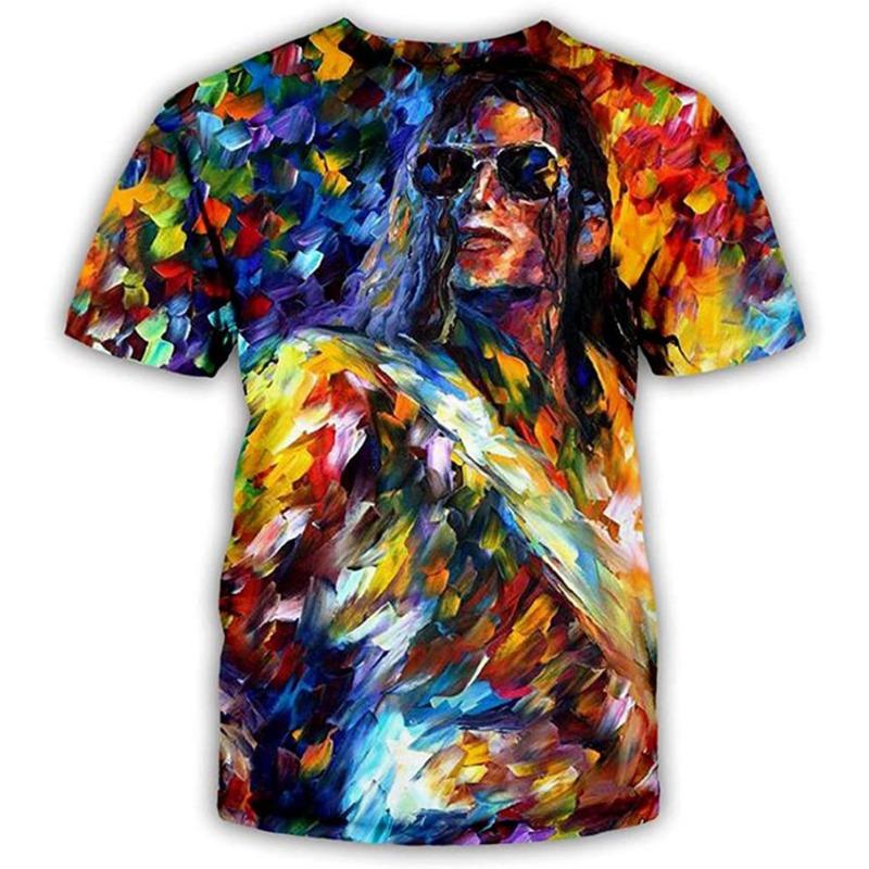 Mode d'été Michael Jackson chanteur hip-hop rétro cool décontracté hommes Harajuku streetwear manches courtes