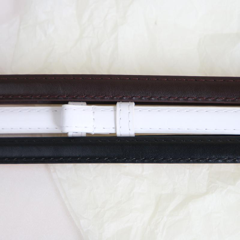 Metal Chain Buckle Belt For Women Lady Solid Color Thin PU Leather Adjustable Straps Jeans Pants Wild Decorative Waistband