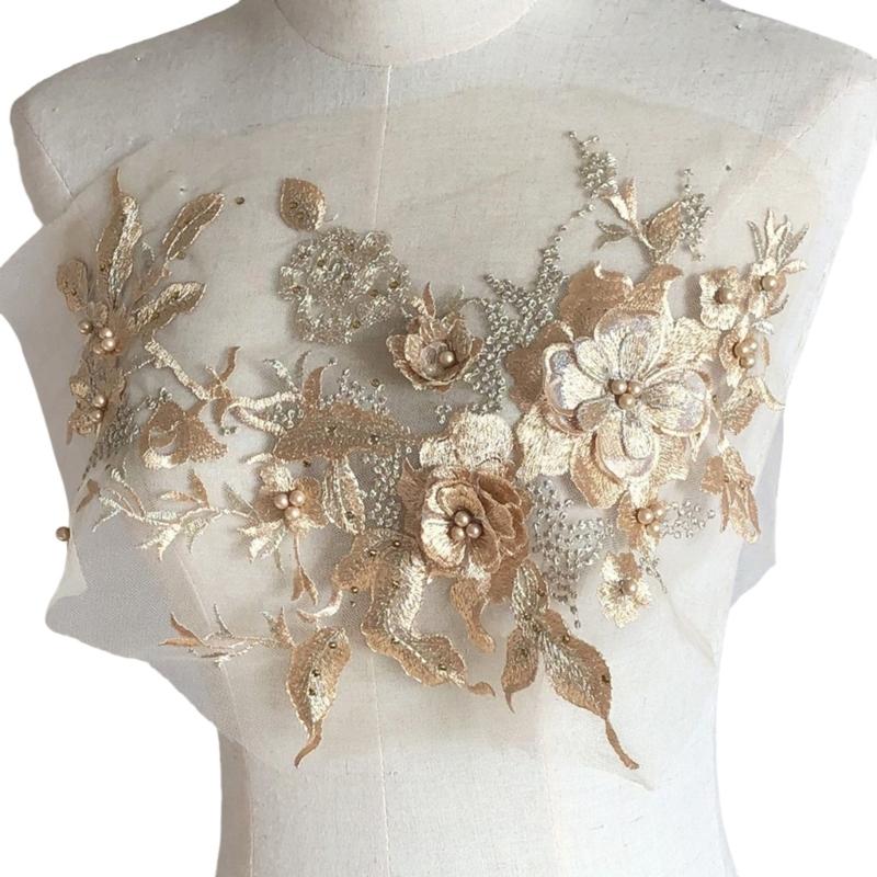 Embroidered Sequins Flower Applique Patches for Clothing Bags Handcraft Decoration Polyester Materials
