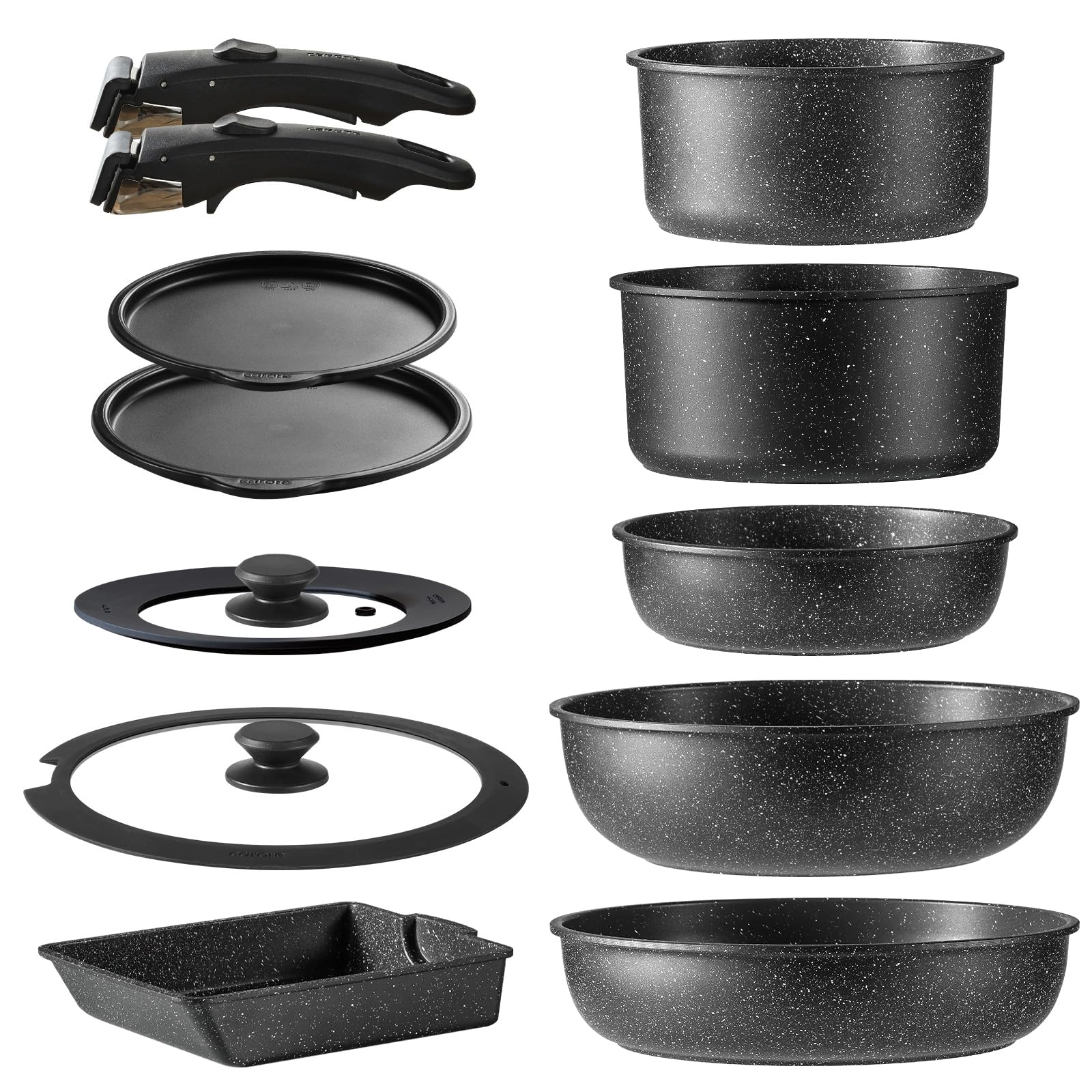 CAROTE Frying Pan 12 IH Gas Stove PFOA and Other Harmful Professional Detachable Marble Easy to Oven Perfect for New EW Series Set, Pieces, & чёрный