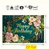 Fundo para Cabine de Fotos Feliz Aniversário com Folhagem Boho 2D