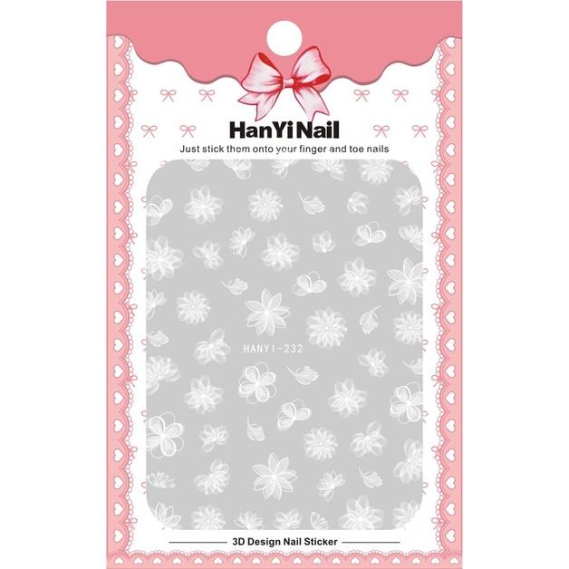 Self-Adhesive Nail Sticker White Flower Nail Decal Nail Art Decoration