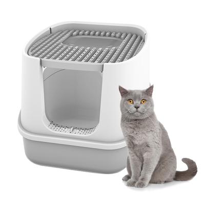 L Tamamen Kapalı Kedi Tuvaleti Ön Giriş Üst Çıkış Kapaklı Kedi Lazımlık Tuvalet Çöp Kepçesi