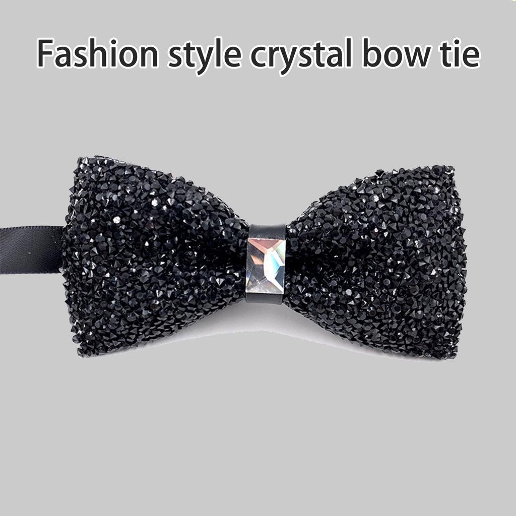 Mens Rhinestones Pre-Tied Bowtie Neckwear for Wedding Banquets Party Neckwear