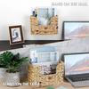 Modern Minimalist Wicker Wallmounted Magazine Rack With Rattan Storage Basket For Home Organization