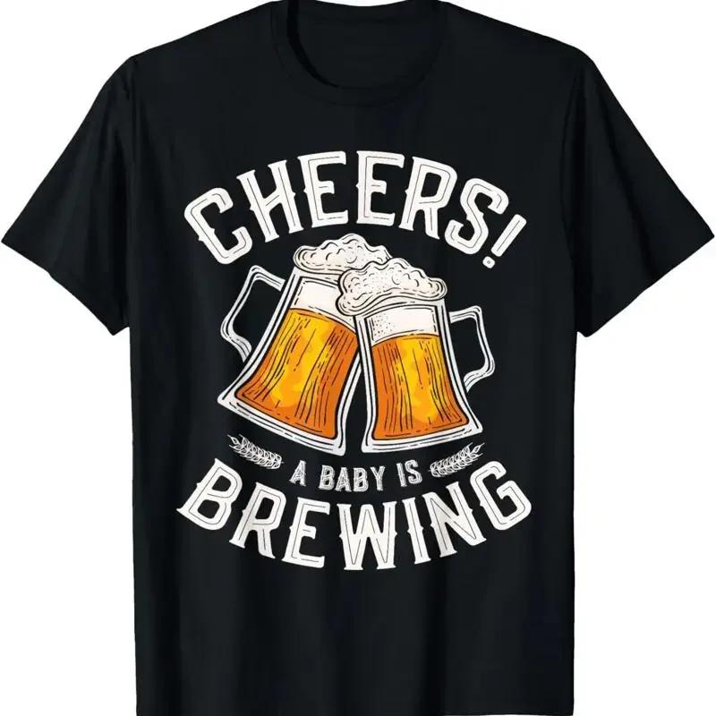 Cheers A Baby Is Brewing Beer Brewer Funny T Shirt