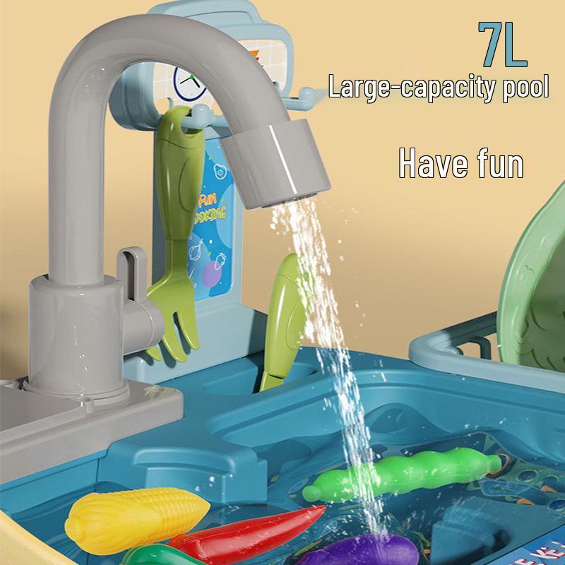 Children's Kitchen Sink Playset with Electric Water Circulation