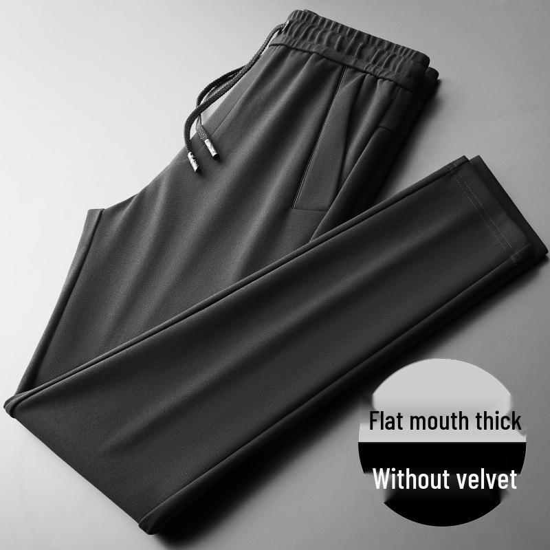 Men's Autumn Fleece-Lined Straight-Leg Elastic Sweatpants - Plus Size Casual Sports Pants