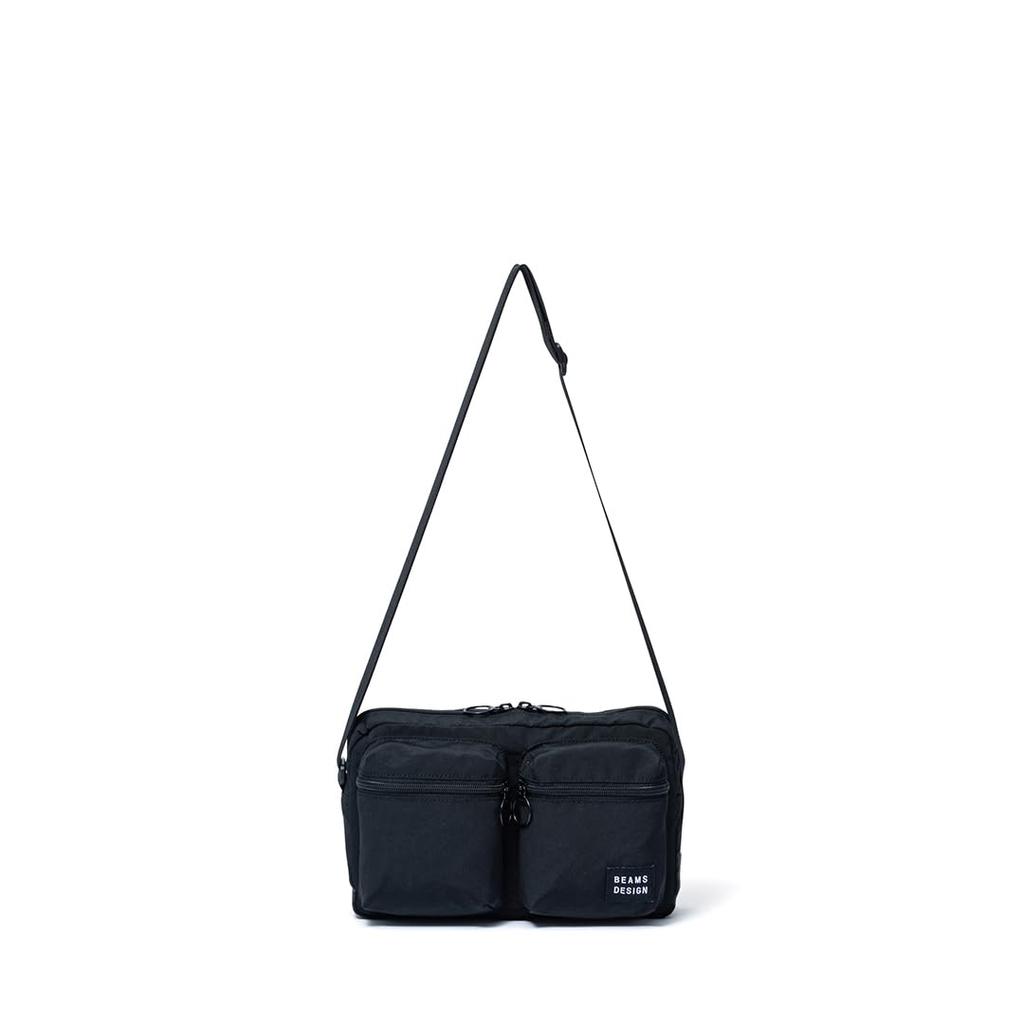 Beams Design "Always" Shoulder Bag, Unisex, Compact, Polyester, Daily Use, Ring-Shaped Pull, Functional for Organizing Small Items, BMMH4ES3, Black