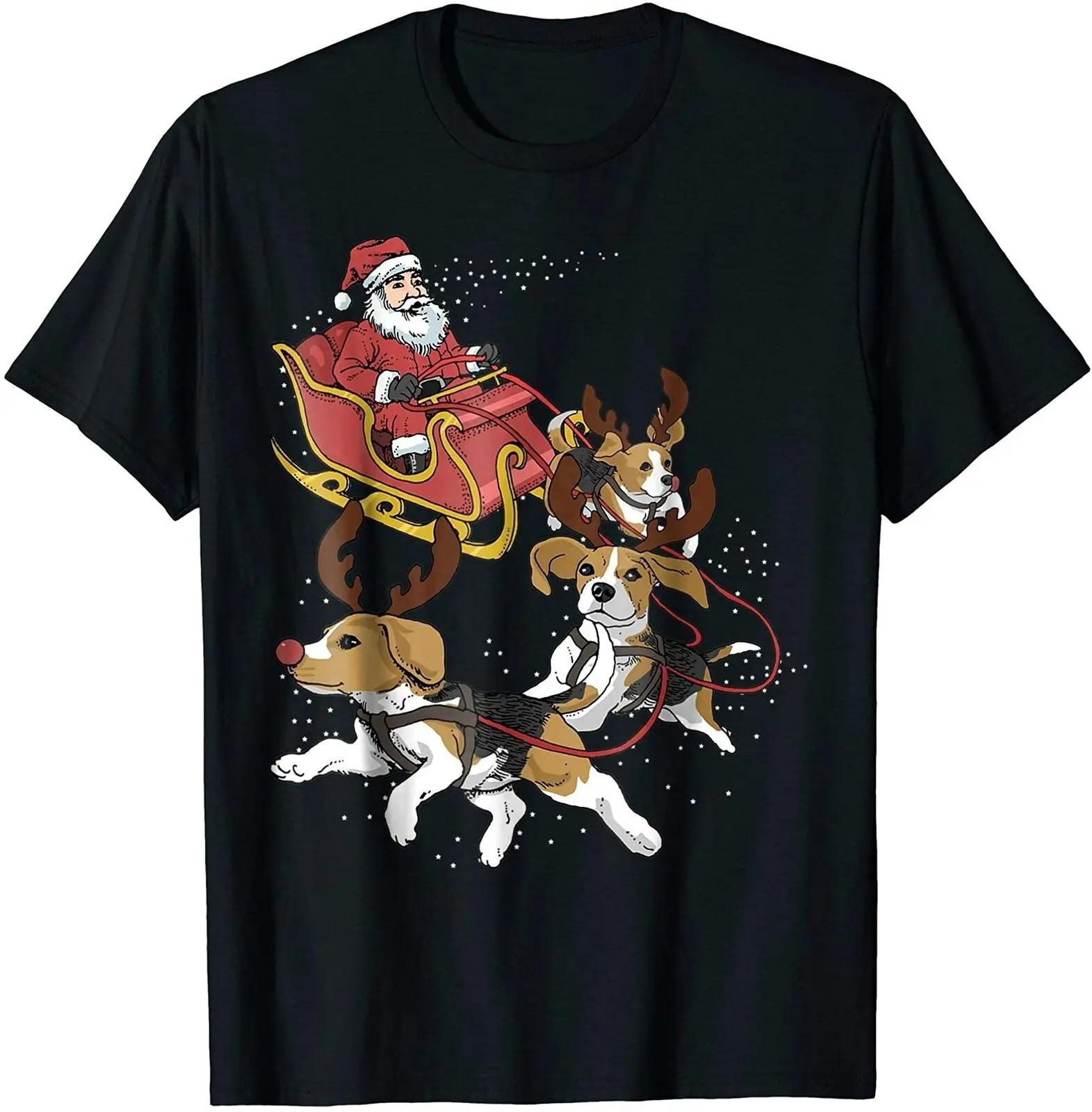 

Funny Reindeer Beagle Dog Pull Santas Sleigh Christmas Gift T Shirt New 100 Cotton Short Sleeve ONeck Tshirt Casual Mens Top S