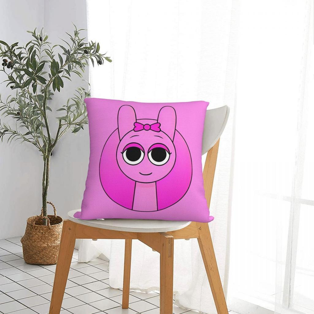 Sprunki Pinki Square Pillowcases Polyester Room Cartoon Anime Game Cushion Cover Cute Decor Pillow Cover 45*45