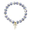 NEW Handmade Ceramic Beads Baroque Pearl Bracelet Blue & White Porcelain Cross Jewelry Gift