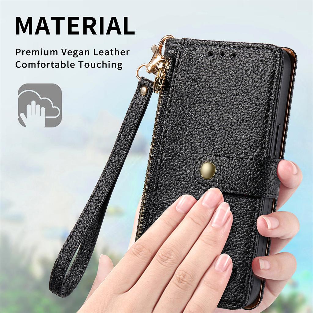 For Motorola Moto G75 5G Case RFID Blocking Zipper Pocket Leather Wallet Phone Cover