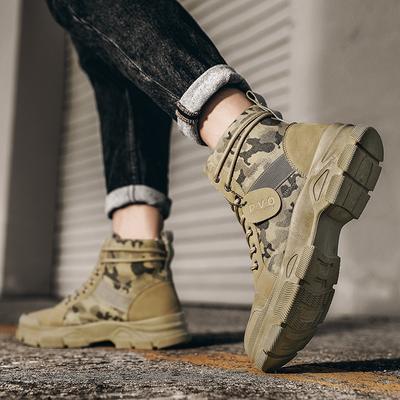 Martin Boots Men's Autumn and Winter New Camouflage Tooling Men's Boots Casual Waterproof and Non-slip British Short Boots Trendy Shoes Men